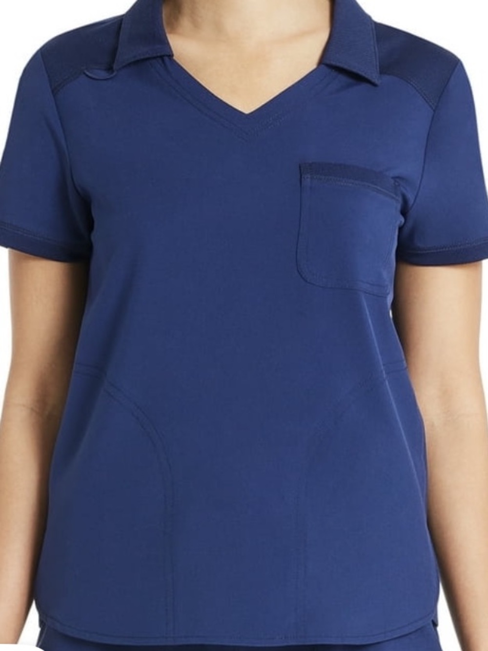 Scrubstar Navy V-Neck Collared Short Sleeve Scrub Top Size Indigo Size 2x